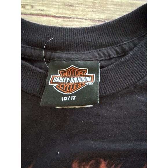 Vintage Harley-Davidson Shirt Youth 10/12 Flame Orlando Motorcycle Tee Black - Picture 3 of 7